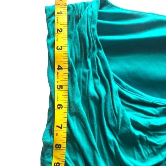 🌹2/$15 Maurices Ruched Green/Blue Blouse Sleevele - Picture 5 of 10
